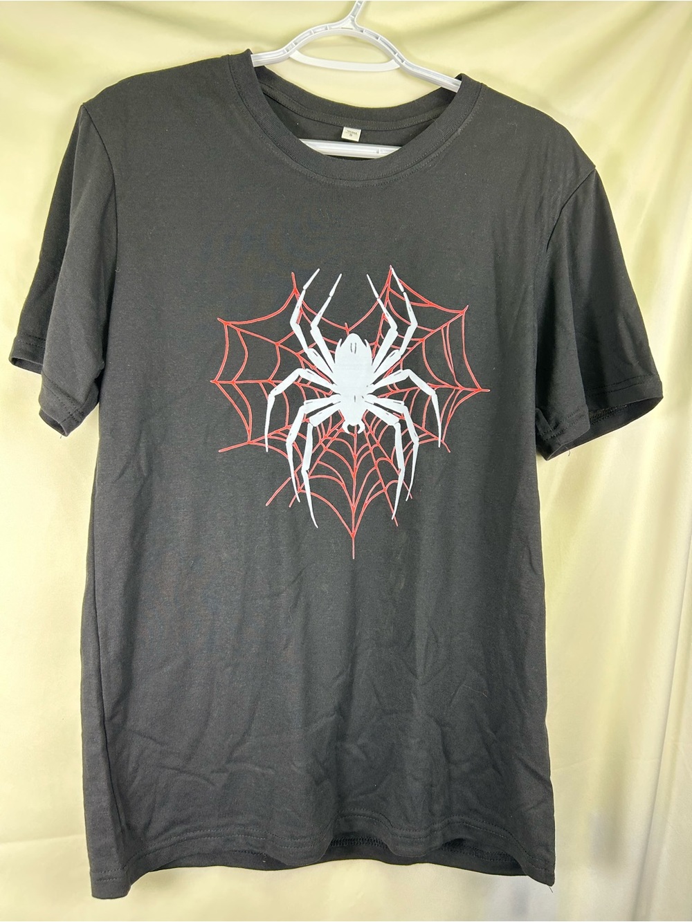 Men's Black Spider Web Graphic Tee - White & Red Print